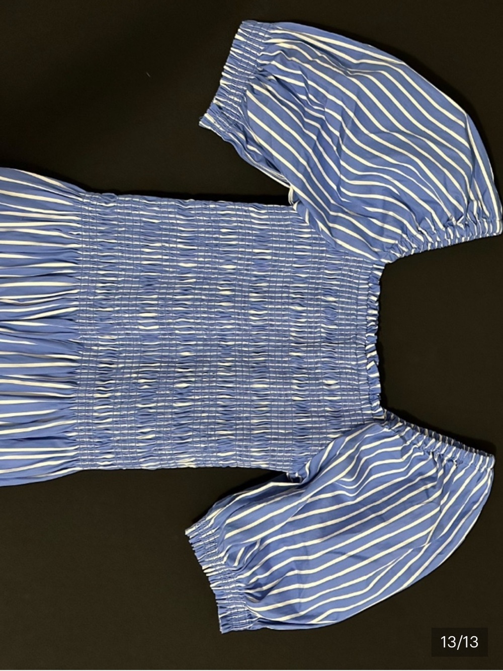 Madewell Blue & White Striped Smocked Midi Dress - Picture 4 of 4